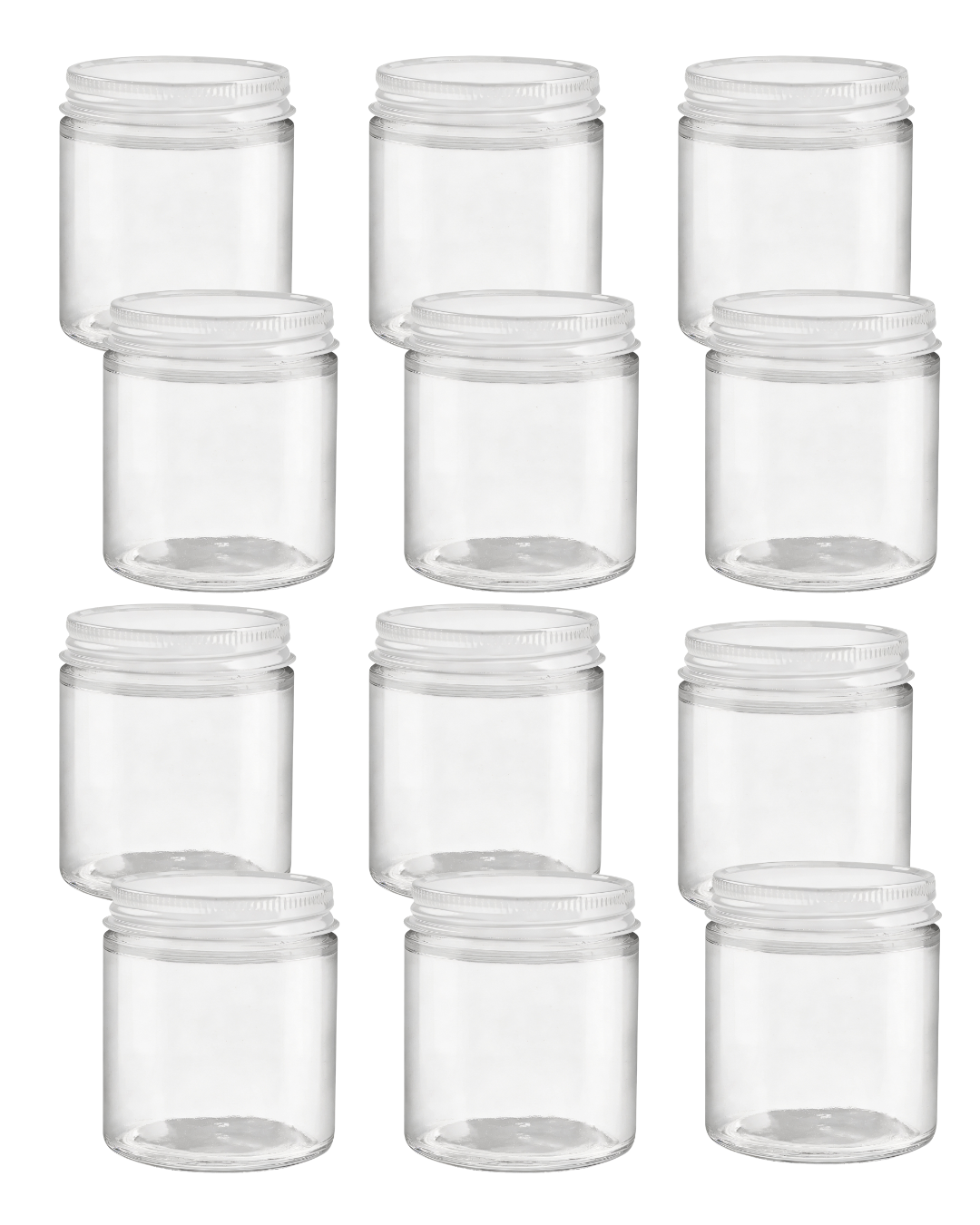 Frascos Rectos | 4 oz |Tarro de Vidrio Transparente con Tapa Metálica | Grado farmacéutico