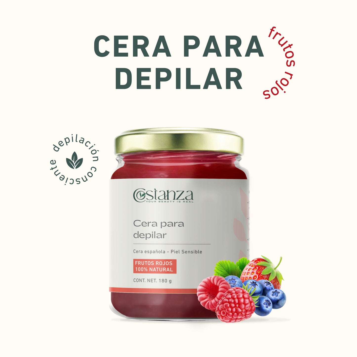 Cera Española Frutos Rojos | Depilación Suave y Precisa | Ideal para Piel Sensible y Zonas Delicadas