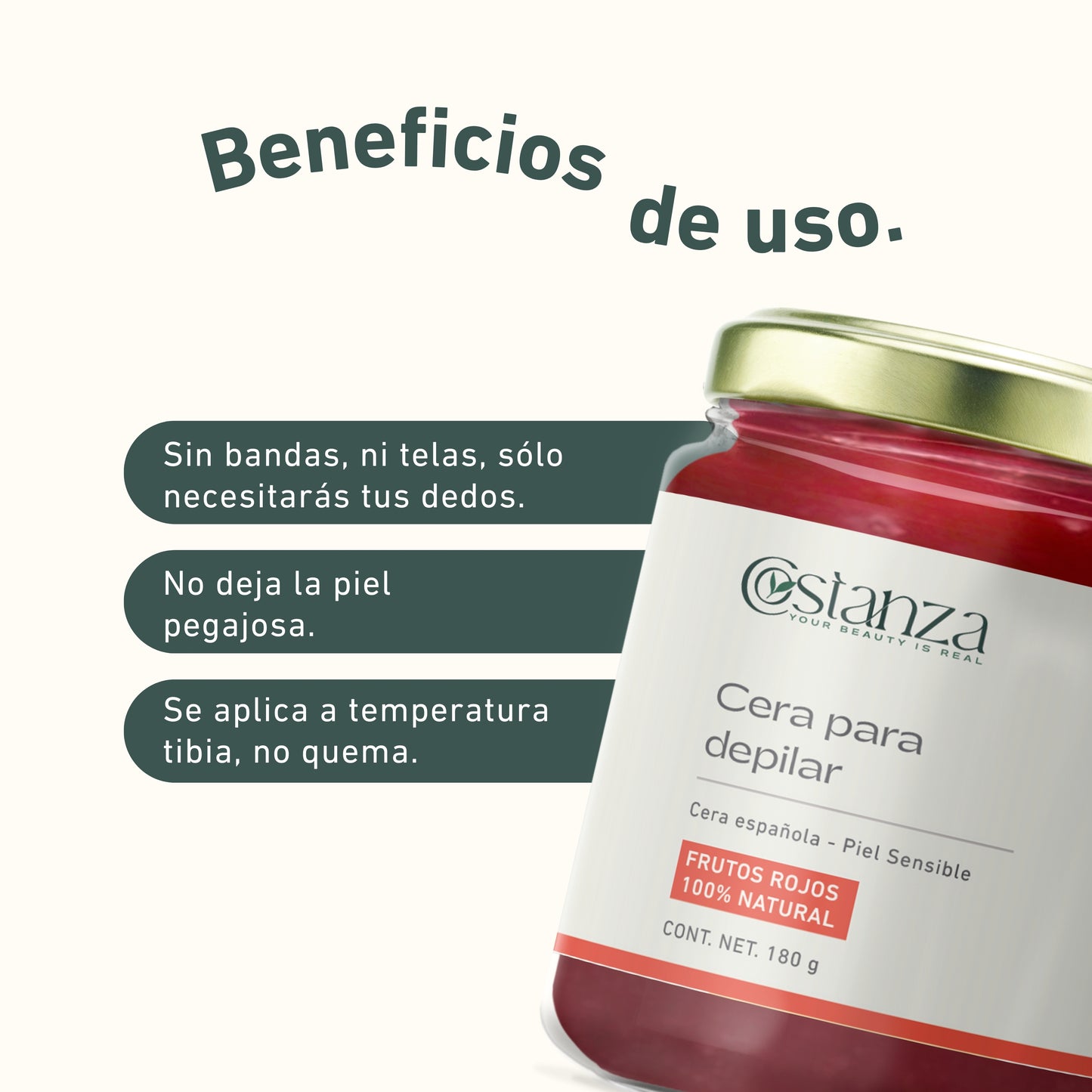 Cera Española Frutos Rojos | Depilación Suave y Precisa | Ideal para Piel Sensible y Zonas Delicadas