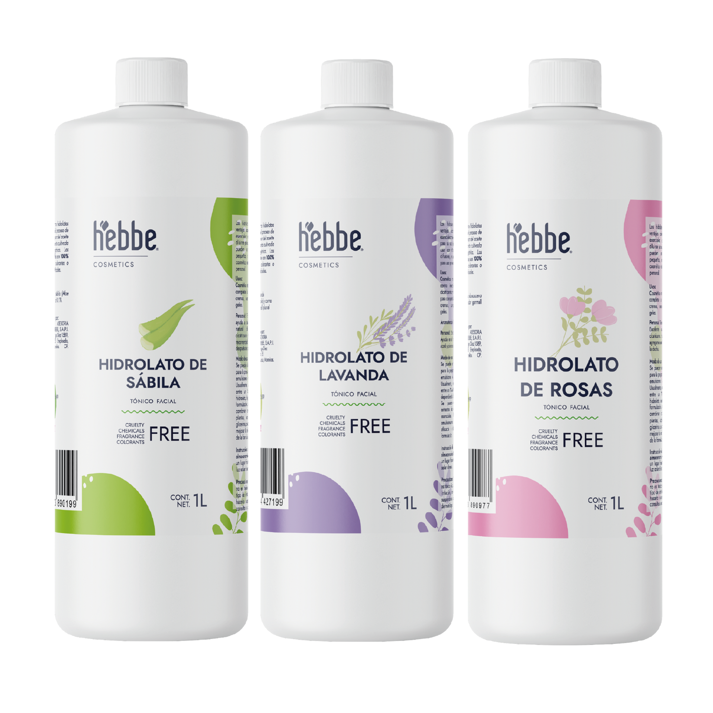 Kit de Hidrolatos | 3 Tónicos Faciales y Capilares 100% Puros y Naturales | A escoger 1 L c/u