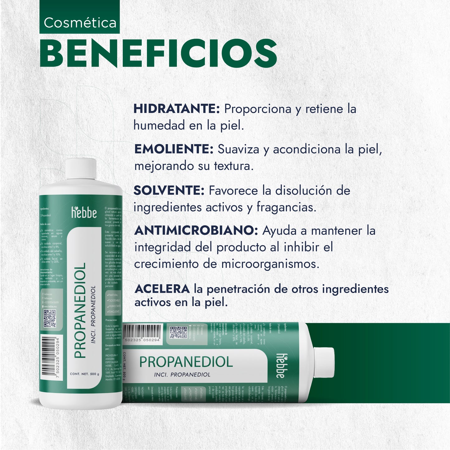 Propanediol Natural | Facial, Capilar y Corporal | Solvente, Humectante y Potenciador Sensorial