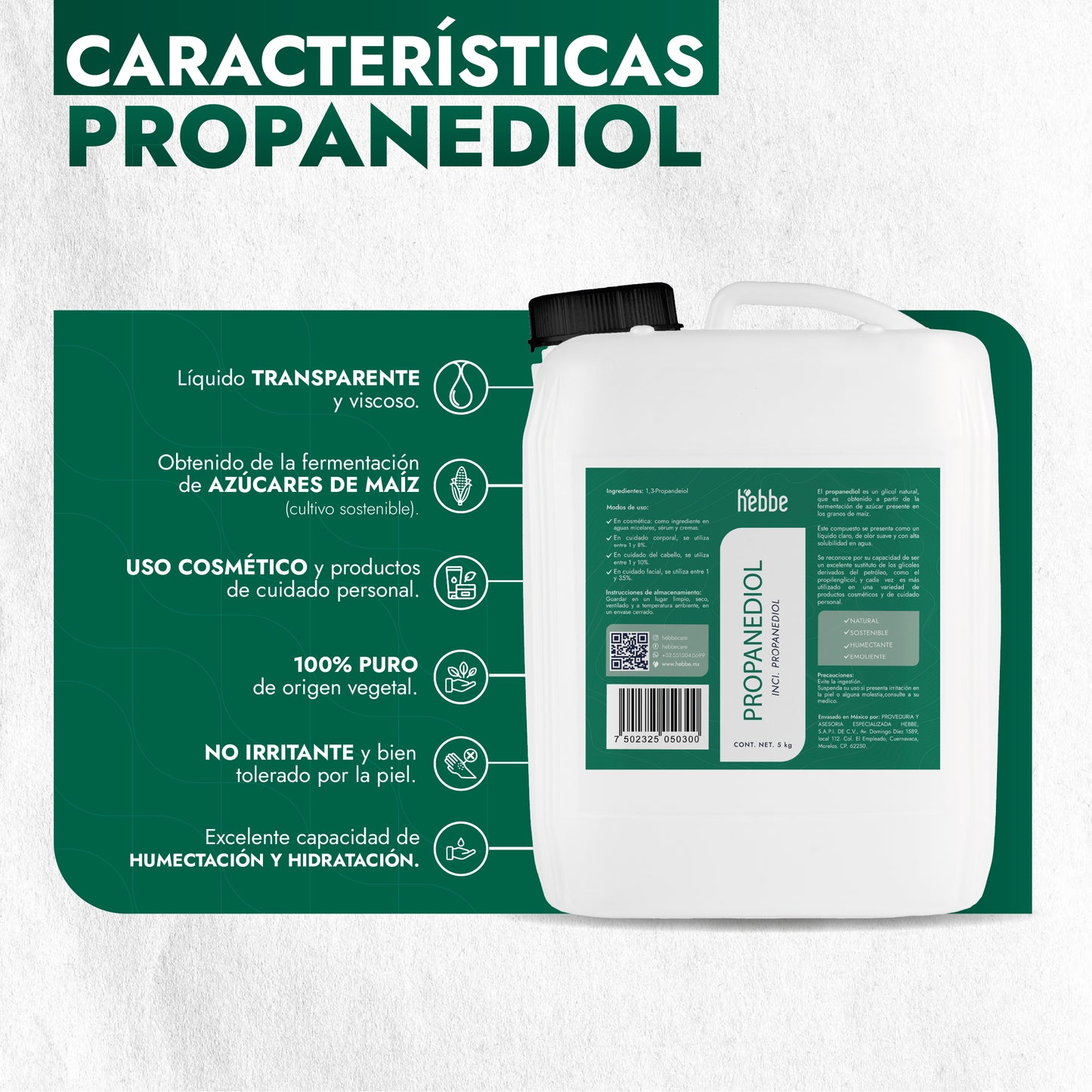 Propanediol Natural | Facial, Capilar y Corporal | Solvente, Humectante y Potenciador Sensorial