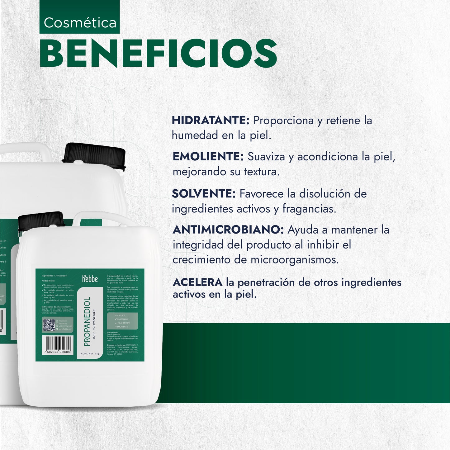 Propanediol Natural | Facial, Capilar y Corporal | Solvente, Humectante y Potenciador Sensorial