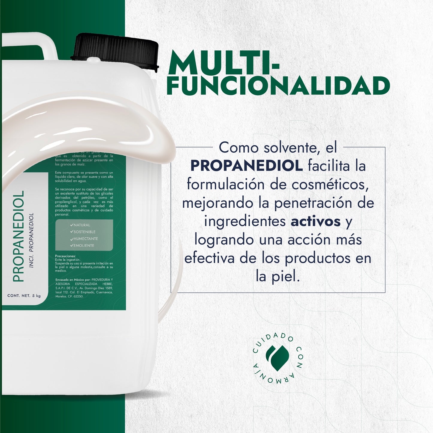 Propanediol Natural | Facial, Capilar y Corporal | Solvente, Humectante y Potenciador Sensorial