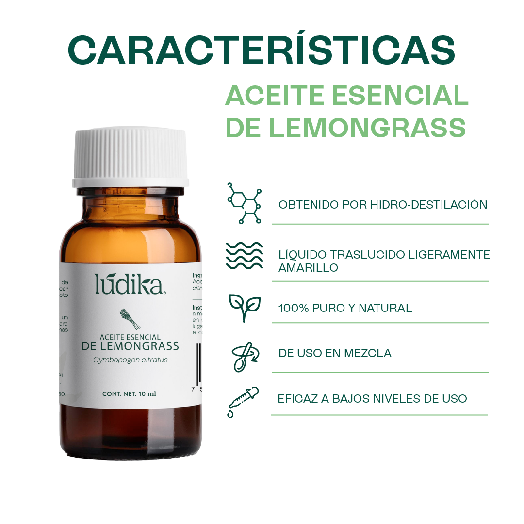 Aceite Esencial de Lemongrass | Facial, Capilar y Spa | Control de Grasa, Antiacné y Revitalizante para Piel y Cabello