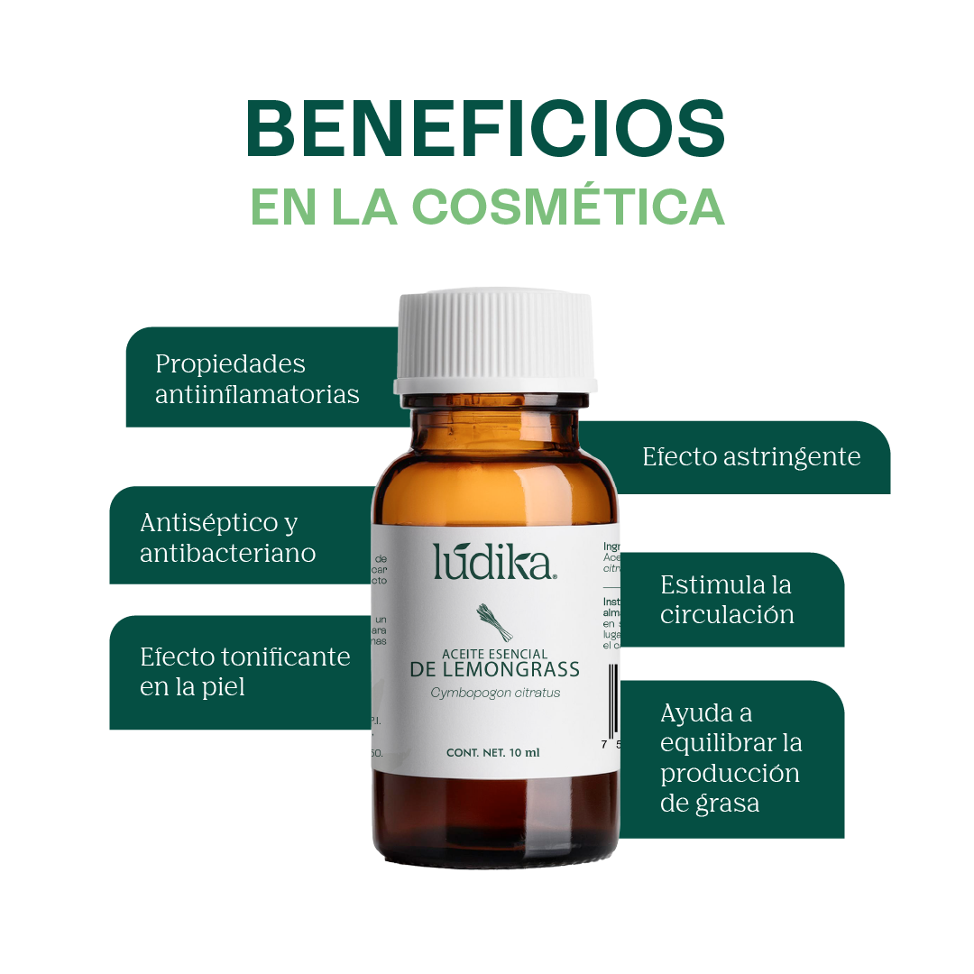 Aceite Esencial de Lemongrass | Facial, Capilar y Spa | Control de Grasa, Antiacné y Revitalizante para Piel y Cabello