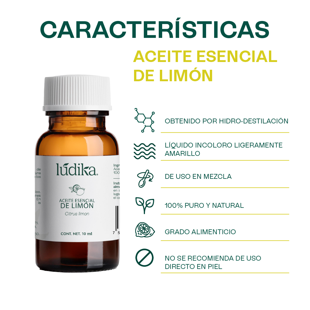 Aceite Esencial de Limón | Alimenticio, Facial y Aromaterapia | Iluminador Cutáneo, Purificante y Energizante para Piel y Ambiente