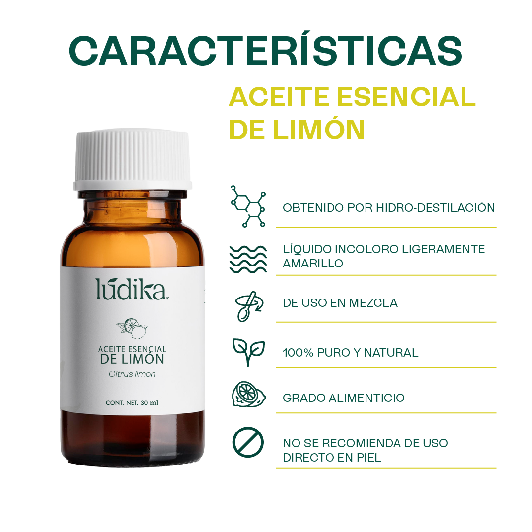 Aceite Esencial de Limón | Alimenticio, Facial y Aromaterapia | Iluminador Cutáneo, Purificante y Energizante para Piel y Ambiente