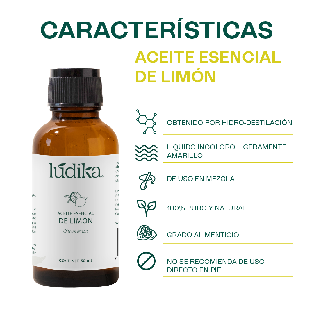 Aceite Esencial de Limón | Alimenticio, Facial y Aromaterapia | Iluminador Cutáneo, Purificante y Energizante para Piel y Ambiente