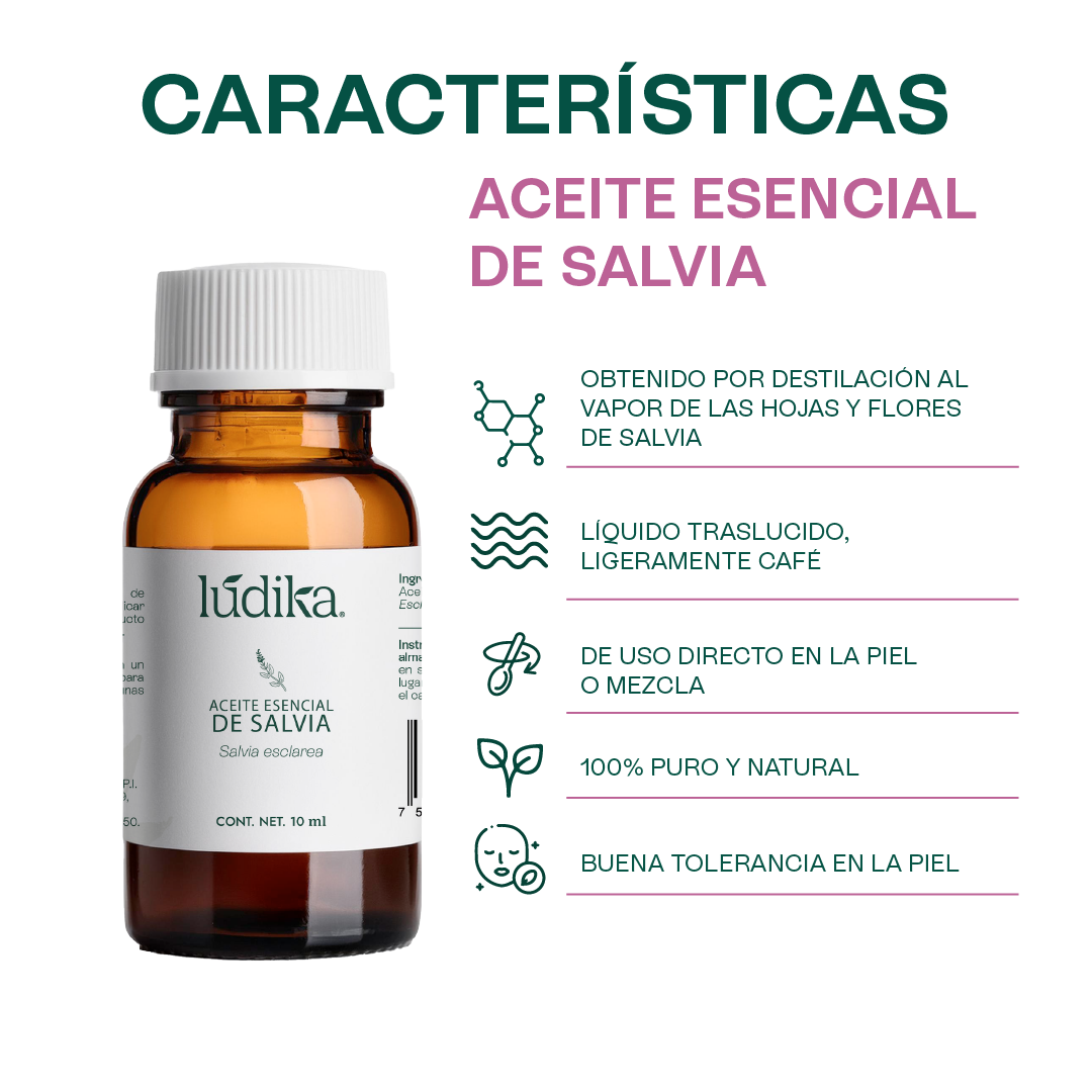 Aceite Esencial de Salvia | Corporal, Spa y Aromaterapia| Clarificante Mental, Regenerador Cutáneo y Equilibrante para Piel y Cabello