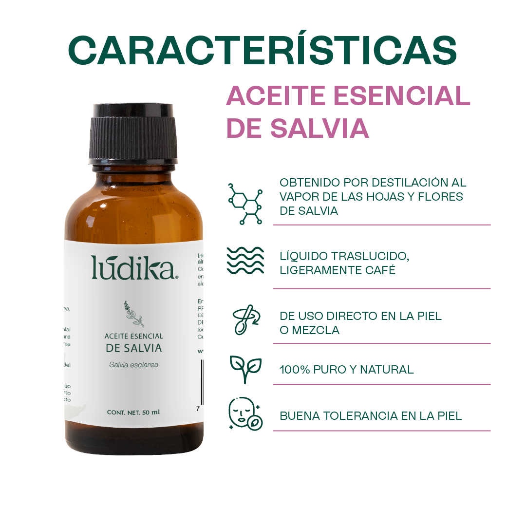 Aceite Esencial de Salvia | Corporal, Spa y Aromaterapia| Clarificante Mental, Regenerador Cutáneo y Equilibrante para Piel y Cabello