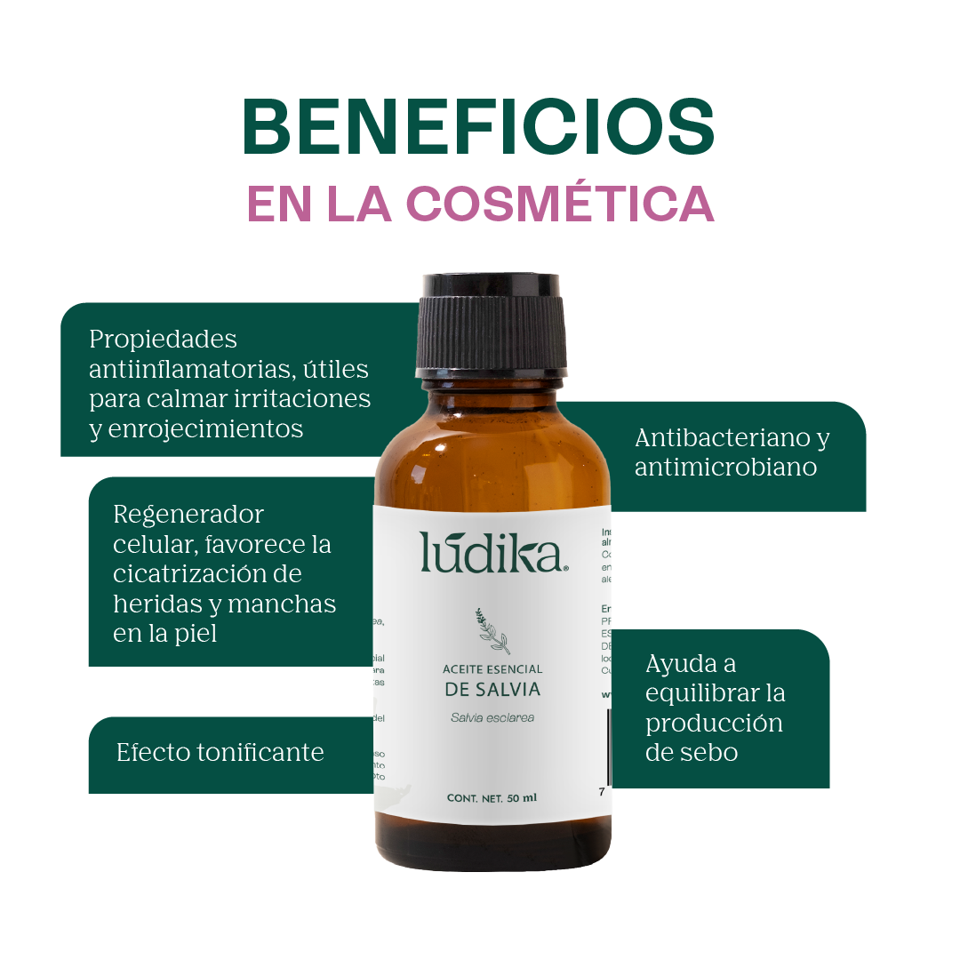 Aceite Esencial de Salvia | Corporal, Spa y Aromaterapia| Clarificante Mental, Regenerador Cutáneo y Equilibrante para Piel y Cabello