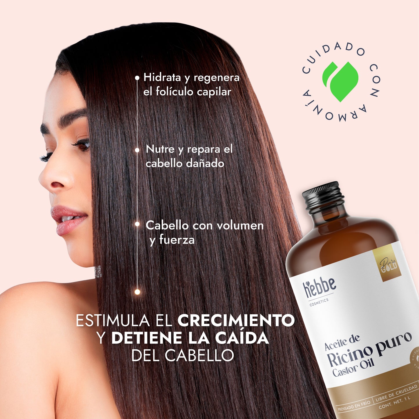 Aceite de Ricino Castor Oil Puro Orgánico | Cejas, Pestañas y Cabello | Hidratante, Antiinflamatorio y Estimulante Capilar