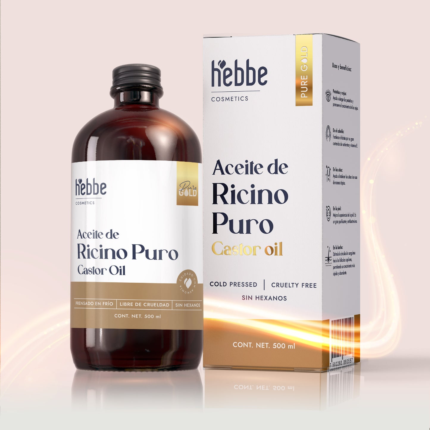 Aceite de Ricino Castor Oil Puro Orgánico | Cejas, Pestañas y Cabello | Hidratante, Antiinflamatorio y Estimulante Capilar
