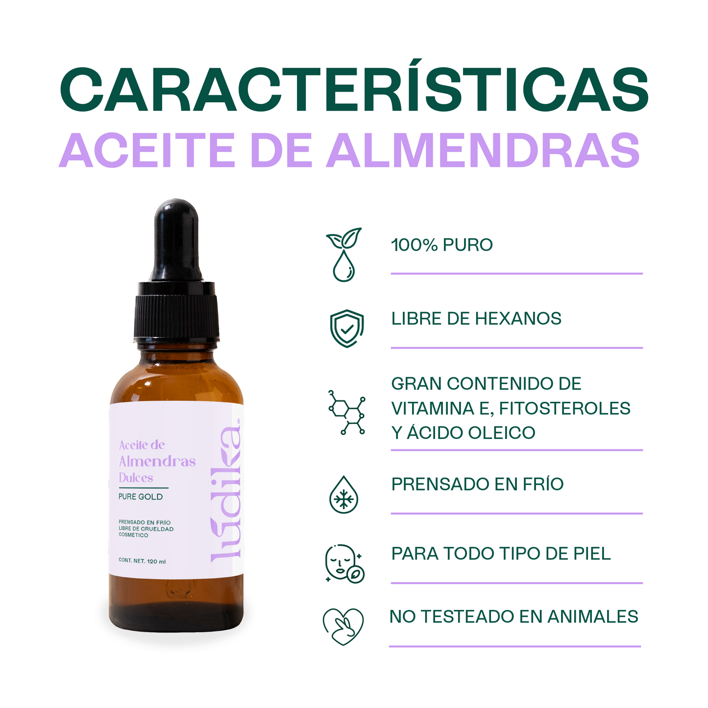 Aceite de Almendras Dulces | Facial, Capilar y Corporal | Hidratante facial y capilar para todo tipo de piel