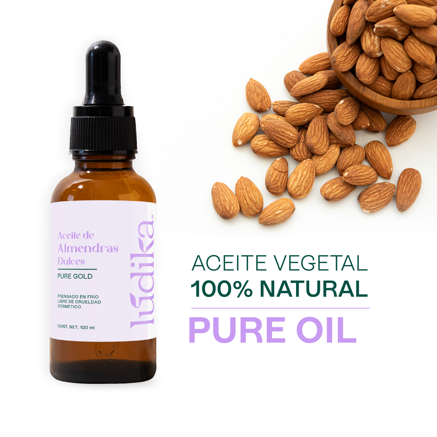 Aceite de Almendras Dulces | Facial, Capilar y Corporal | Hidratante facial y capilar para todo tipo de piel