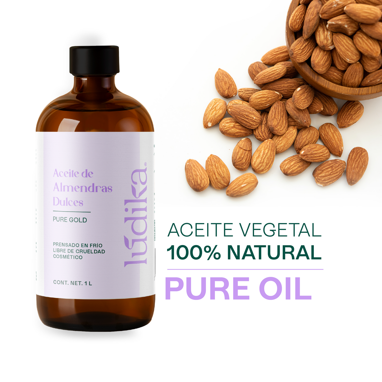 Aceite de Almendras Dulces | Facial, Capilar y Corporal | Hidratante facial y capilar para todo tipo de piel