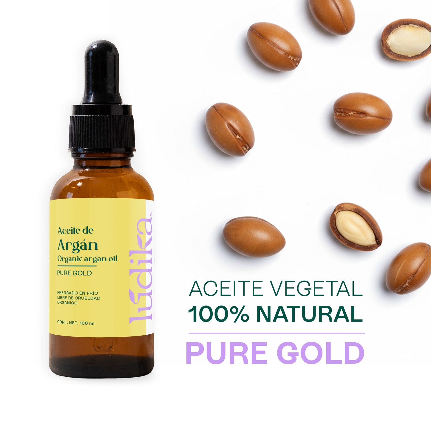 Aceite de Argán Puro Orgánico | Capilar, Corporal y Facial | Oro Líquido Antiedad, Regenerador y Fortalecedor para Piel y Cabello