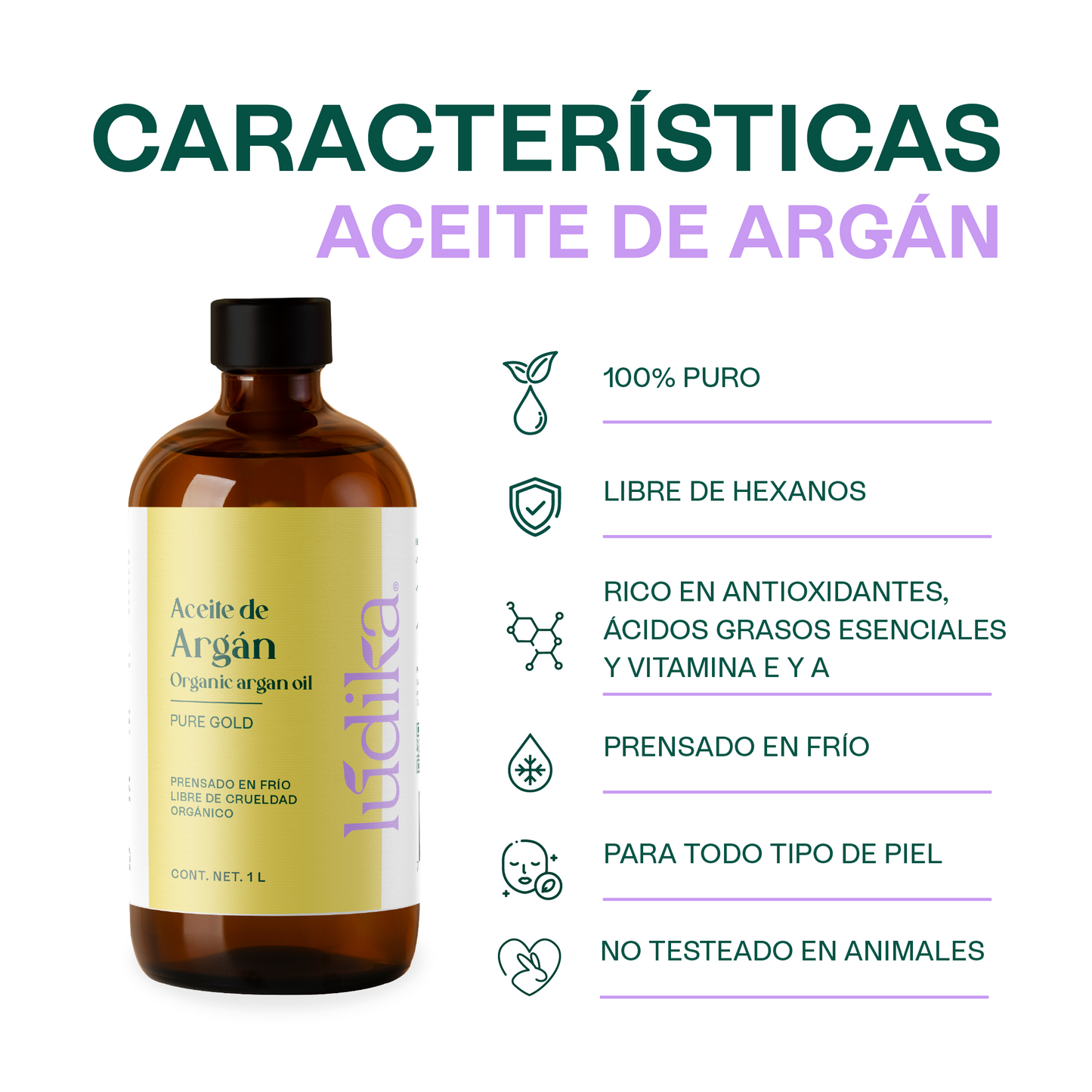 Aceite de Argán Puro Orgánico | Capilar, Corporal y Facial | Oro Líquido Antiedad, Regenerador y Fortalecedor para Piel y Cabello