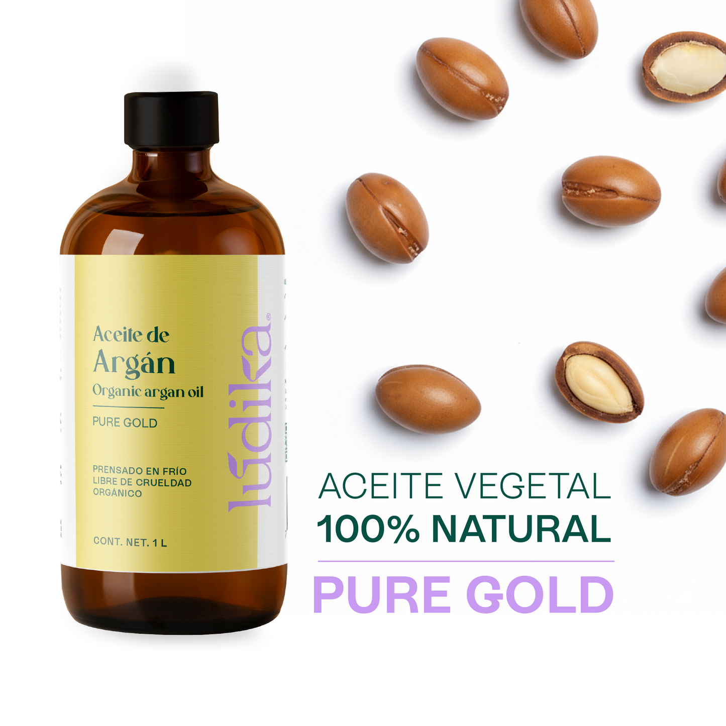 Aceite de Argán Puro Orgánico | Capilar, Corporal y Facial | Oro Líquido Antiedad, Regenerador y Fortalecedor para Piel y Cabello