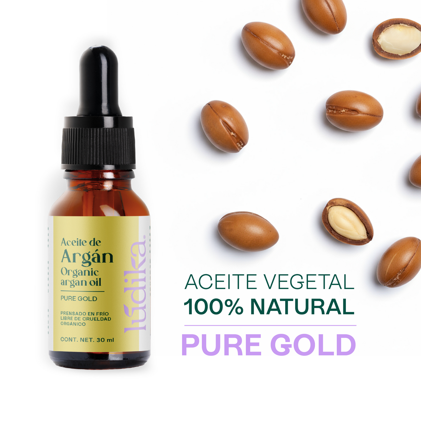Aceite de Argán Puro Orgánico | Capilar, Corporal y Facial | Oro Líquido Antiedad, Regenerador y Fortalecedor para Piel y Cabello