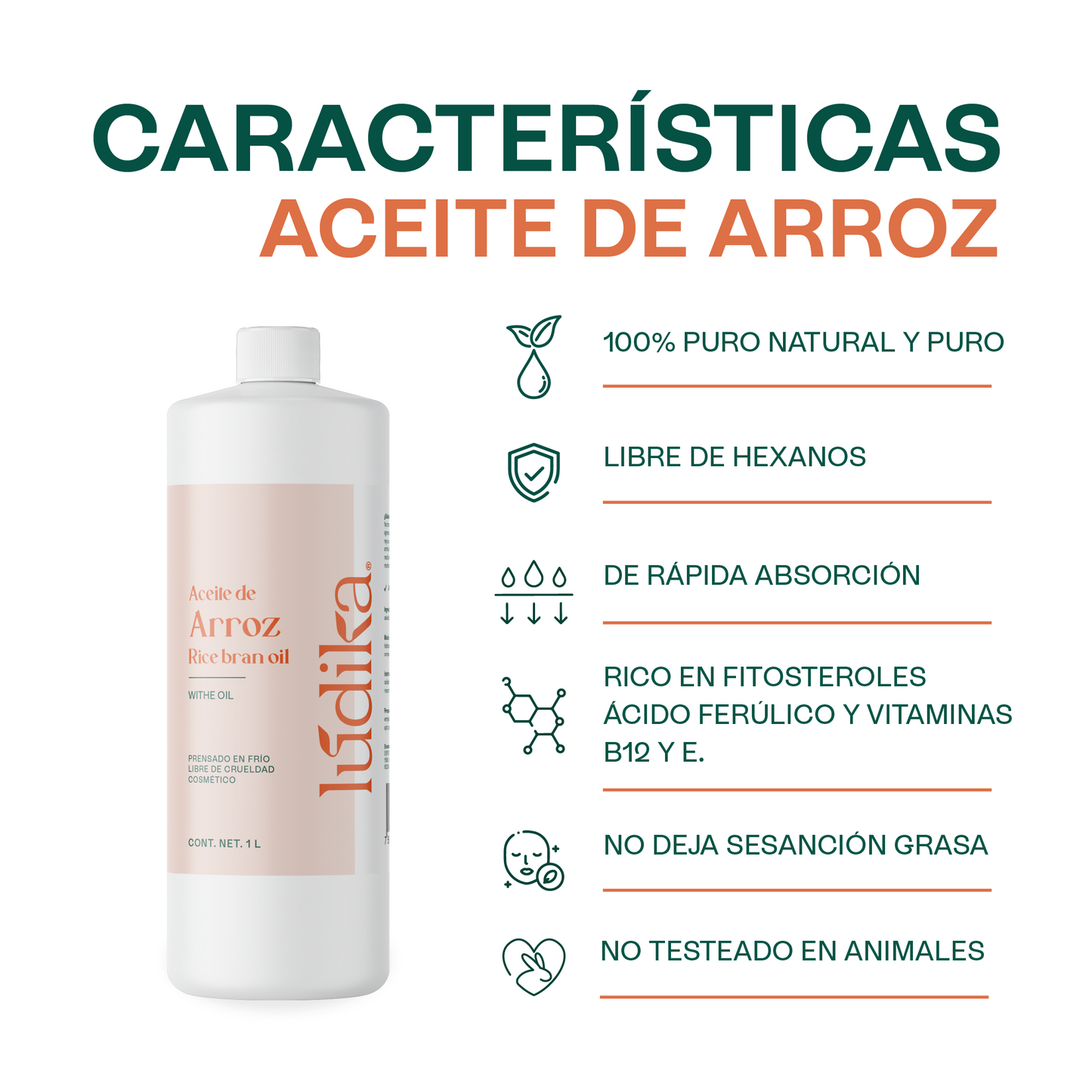 Aceite de Arroz Integral Puro | Facial y Capilar | Antioxidante, Hidratante e ideal para el contorno de ojos