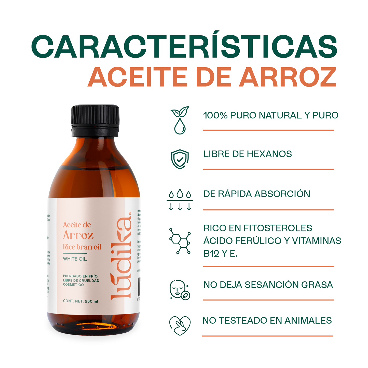 Aceite de Arroz Integral Puro | Facial y Capilar | Antioxidante, Hidratante e ideal para el contorno de ojos