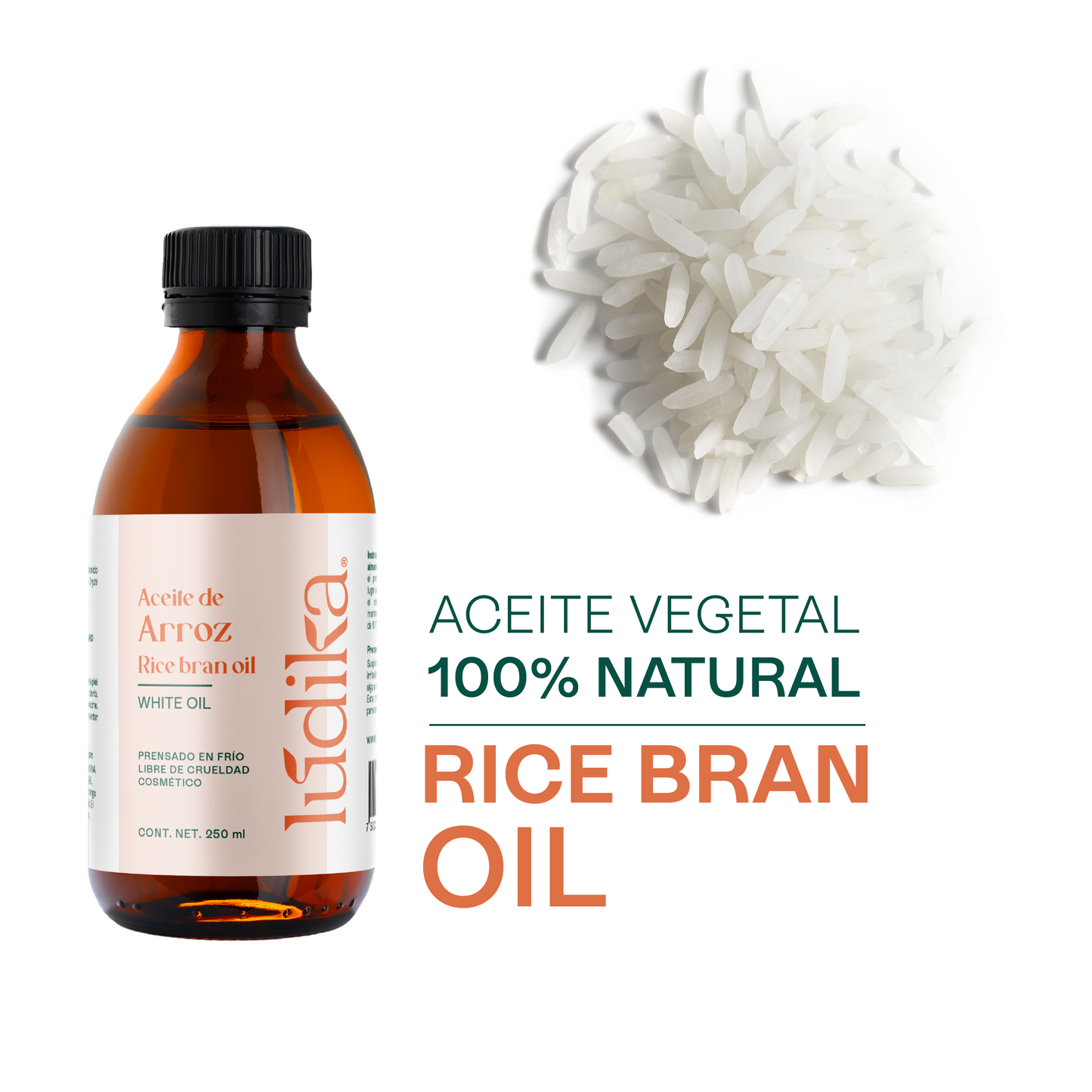 Aceite de Arroz Integral Puro | Facial y Capilar | Antioxidante, Hidratante e ideal para el contorno de ojos