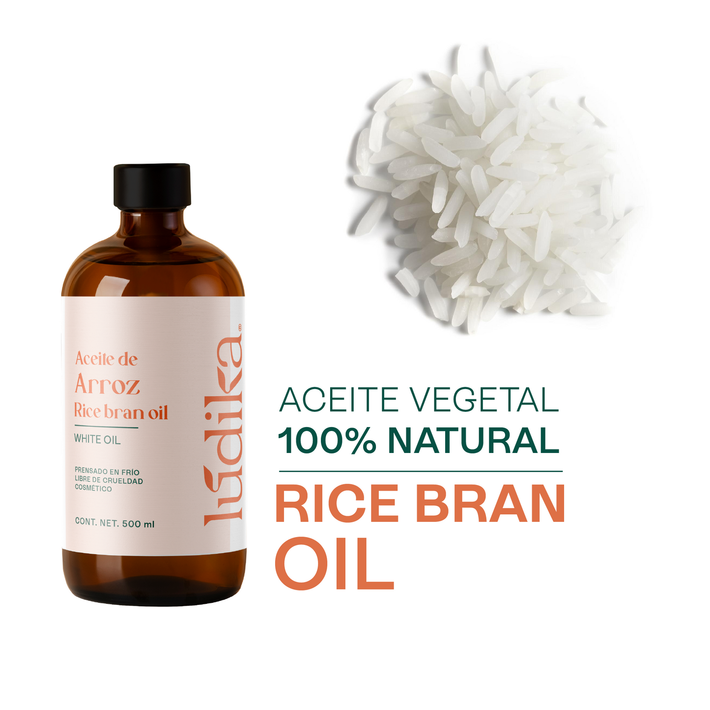 Aceite de Arroz Integral Puro | Facial y Capilar | Antioxidante, Hidratante e ideal para el contorno de ojos