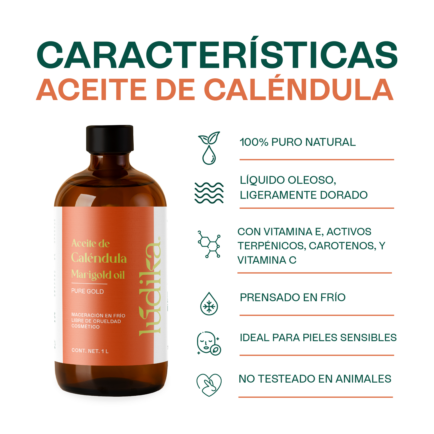 Aceite de Caléndula Natural | Facial y corporal | Calmante, Cicatrizante y Protector Antioxidante