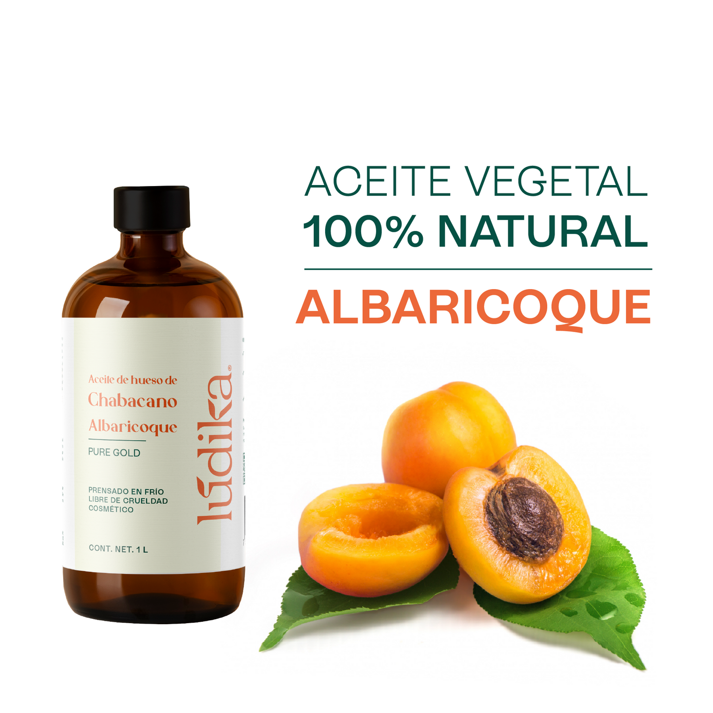 Aceite de Chabacano Albaricoque Virgen | Facial Capilar y Corporal | Antioxidante e Hidratación Suave para pieles maduras y secas