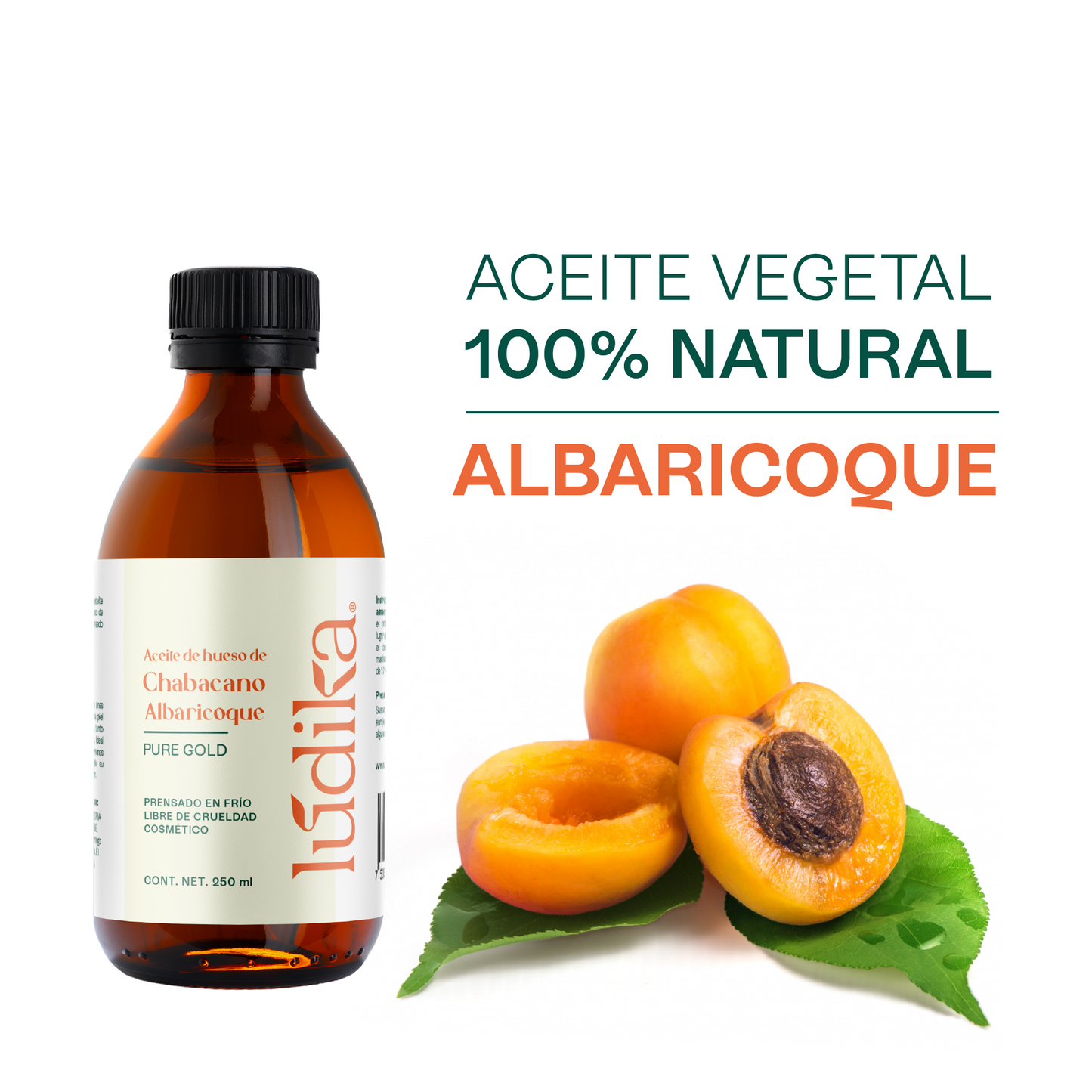 Aceite de Chabacano Albaricoque Virgen | Facial Capilar y Corporal | Antioxidante e Hidratación Suave para pieles maduras y secas
