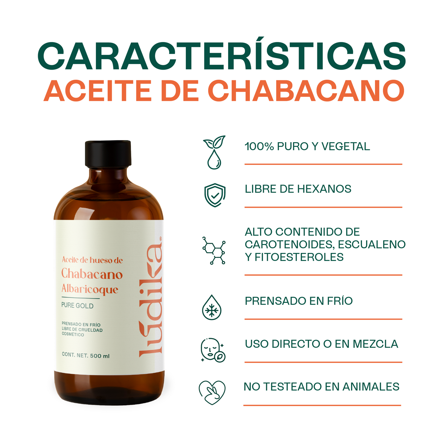 Aceite de Chabacano Albaricoque Virgen | Facial Capilar y Corporal | Antioxidante e Hidratación Suave para pieles maduras y secas
