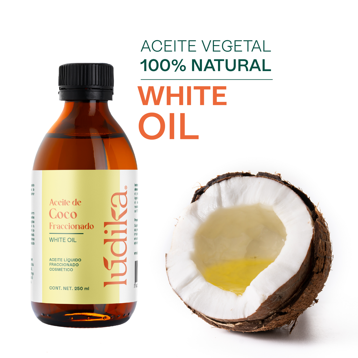 Aceite de Coco Fraccionado Natural Líquido | Facial, Capilar y Corporal | Vehículo Ligero, Hidratante Intenso