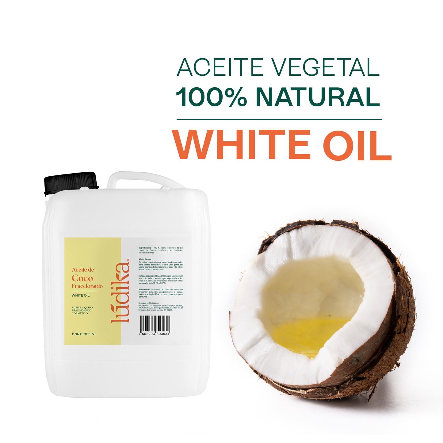 Aceite de Coco Fraccionado Natural Líquido | Facial, Capilar y Corporal | Vehículo Ligero, Hidratante Intenso