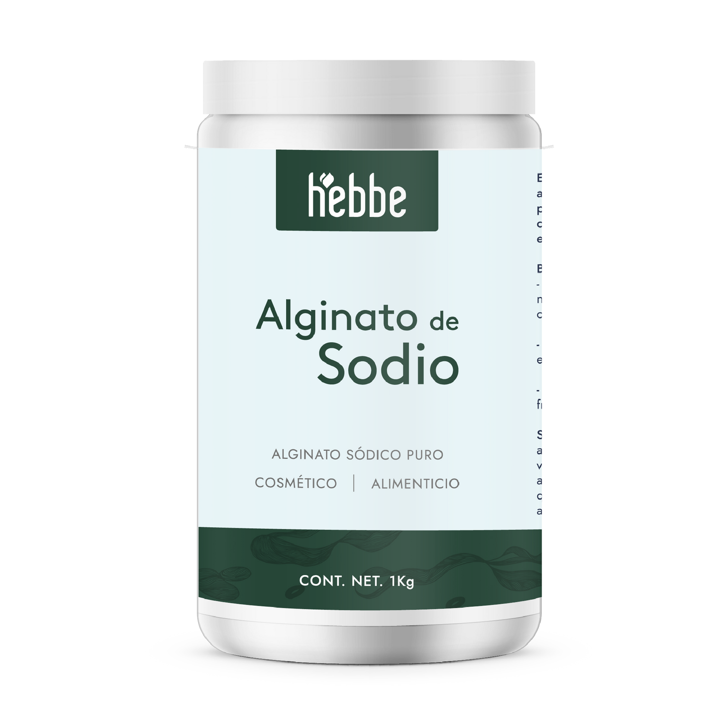 Alginato de Sodio | Facial y Corporal | Gelificante, Filmógeno y Agente Tensor