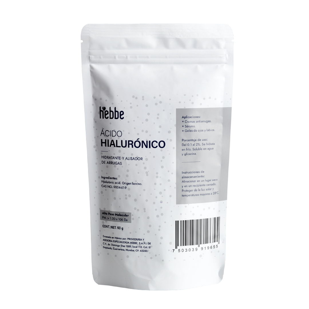 Ácido Hialurónico (Alto Peso Molecular) | Penetración cutánea superficial | Humectante Filmógeno y Relleno Inmediato