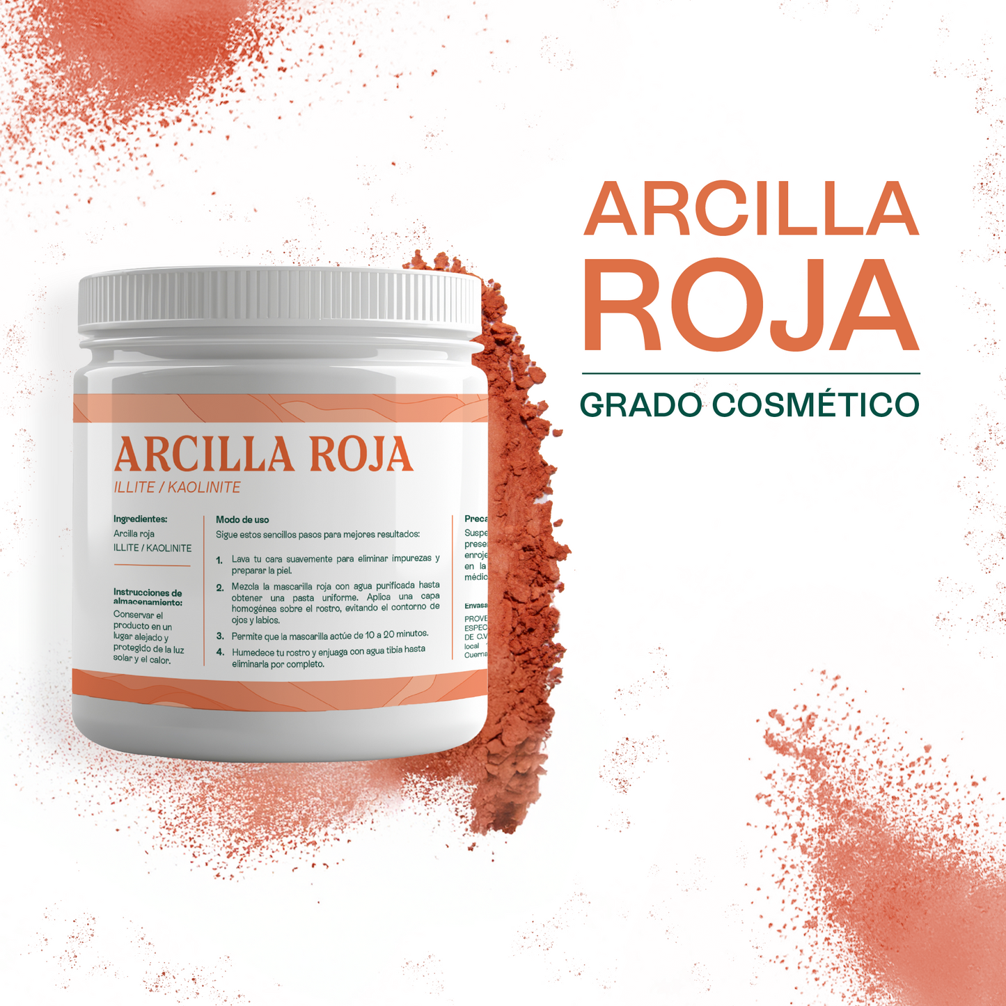 Arcilla Roja | Facial y Capilar | Calmante, Desintoxicante y Revitalizante para Piel Sensible y Cabello Graso