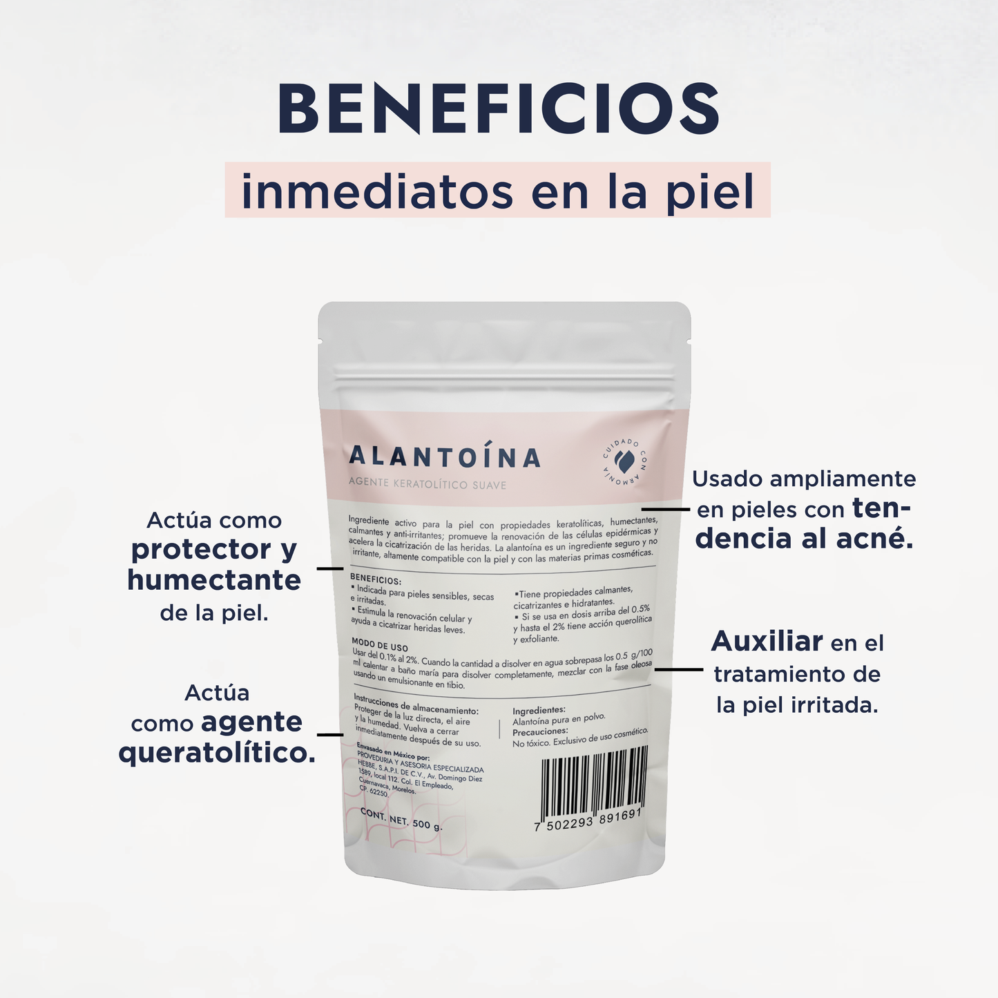 Alantoína | Activo Cosmético Clásico | Calmante, Reparadora y Suavizante
