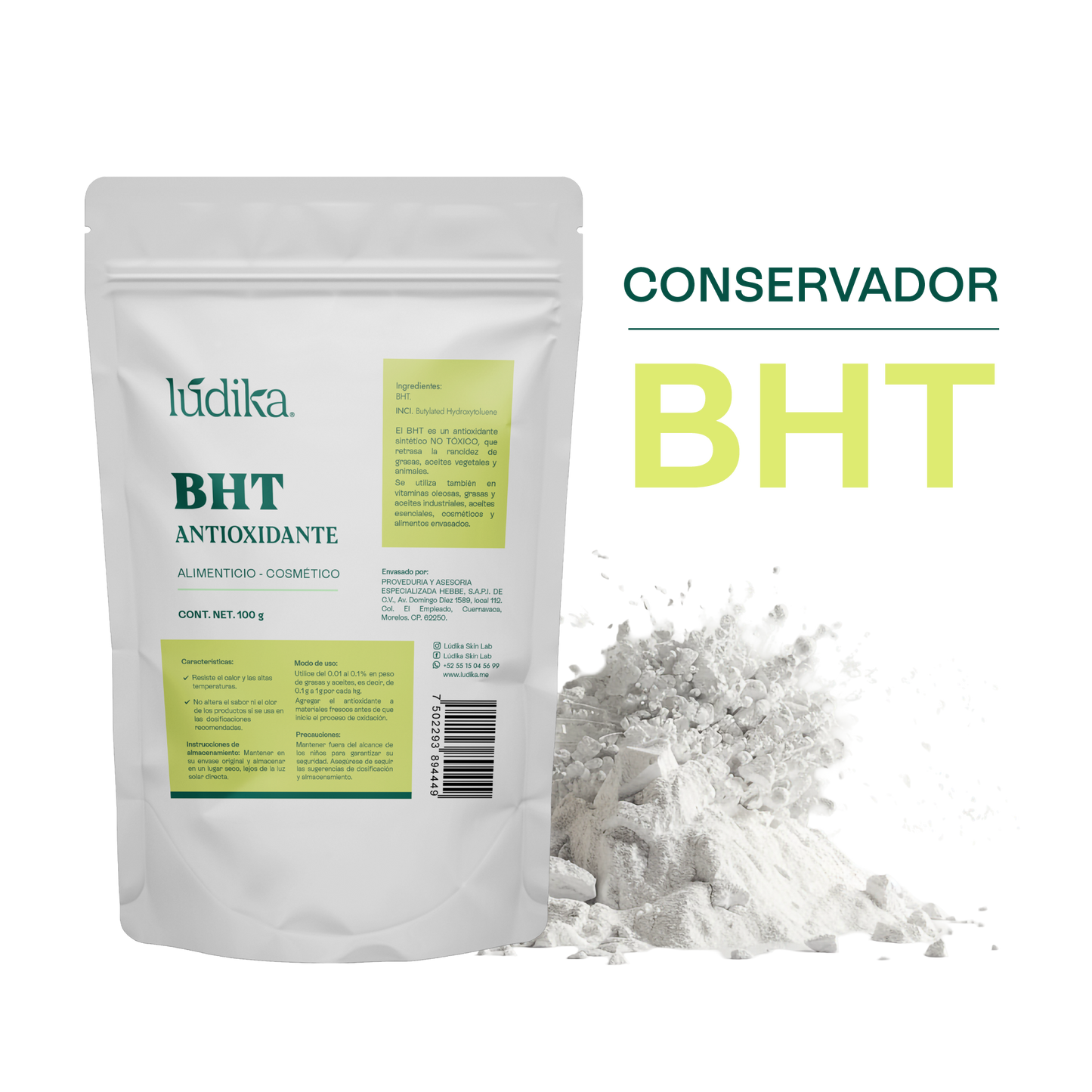 BHT | Antioxidante Cosmético y de Alimentos en polvo para Retardar el Enranciamiento de Aceites y Grasas