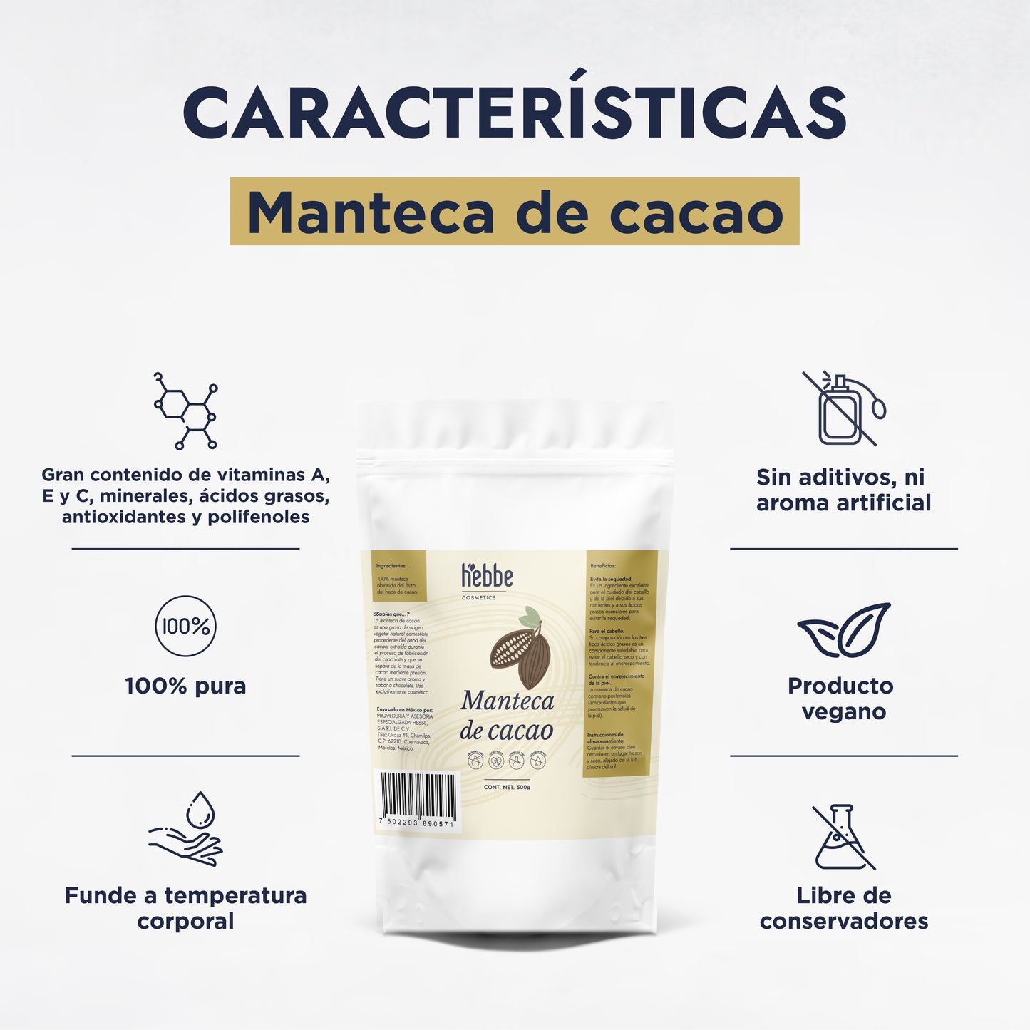 Manteca de Cacao | Cuerpo, Labios y Alimentación | Emoliente Oclusivo y Agente Fundente