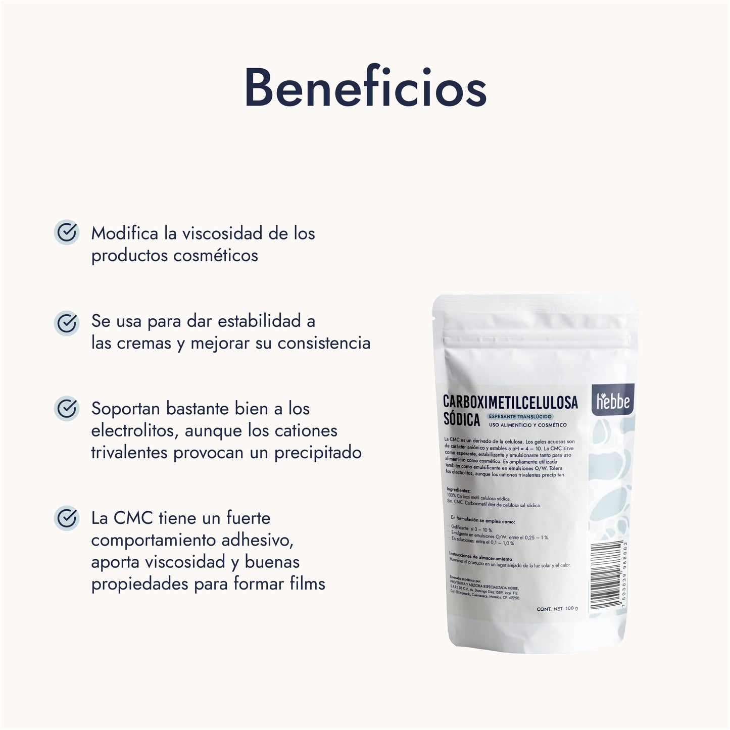 Carboximetilcelulosa Sódica | Facial y Capilar | Espesante Versátil y Estabilizador de Origen Natural