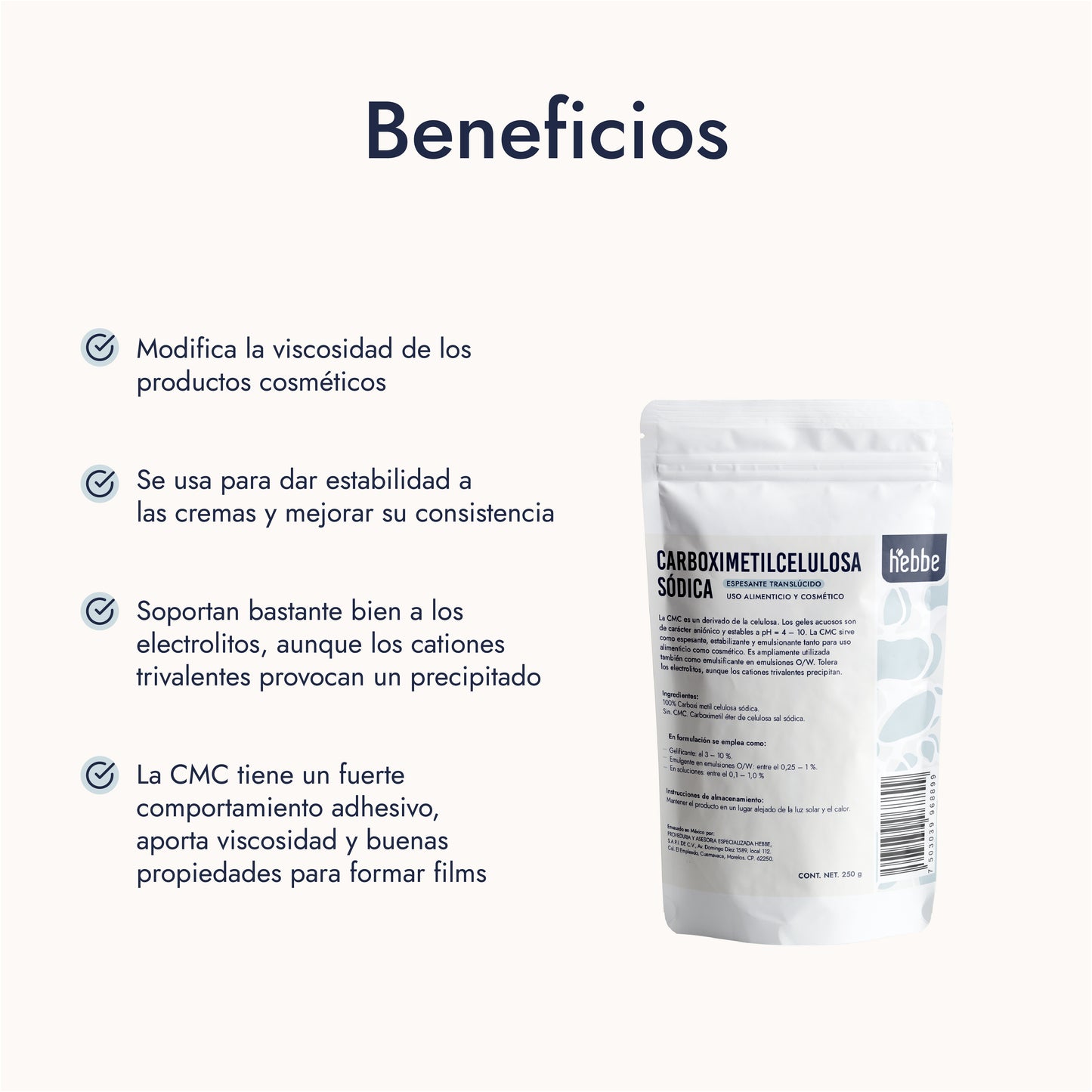 Carboximetilcelulosa Sódica | Facial y Capilar | Espesante Versátil y Estabilizador de Origen Natural