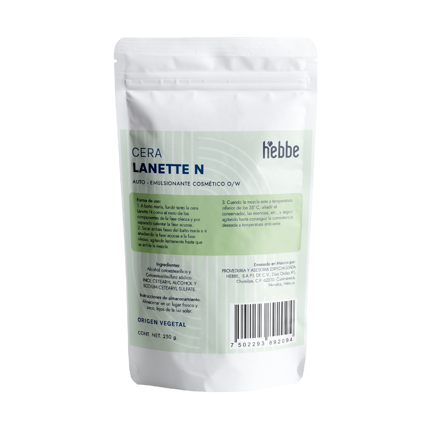 Cera Lanette N | Auto-emulsionante Aniónico O/W | Base de Crema, Espesante y Emoliente Clásico