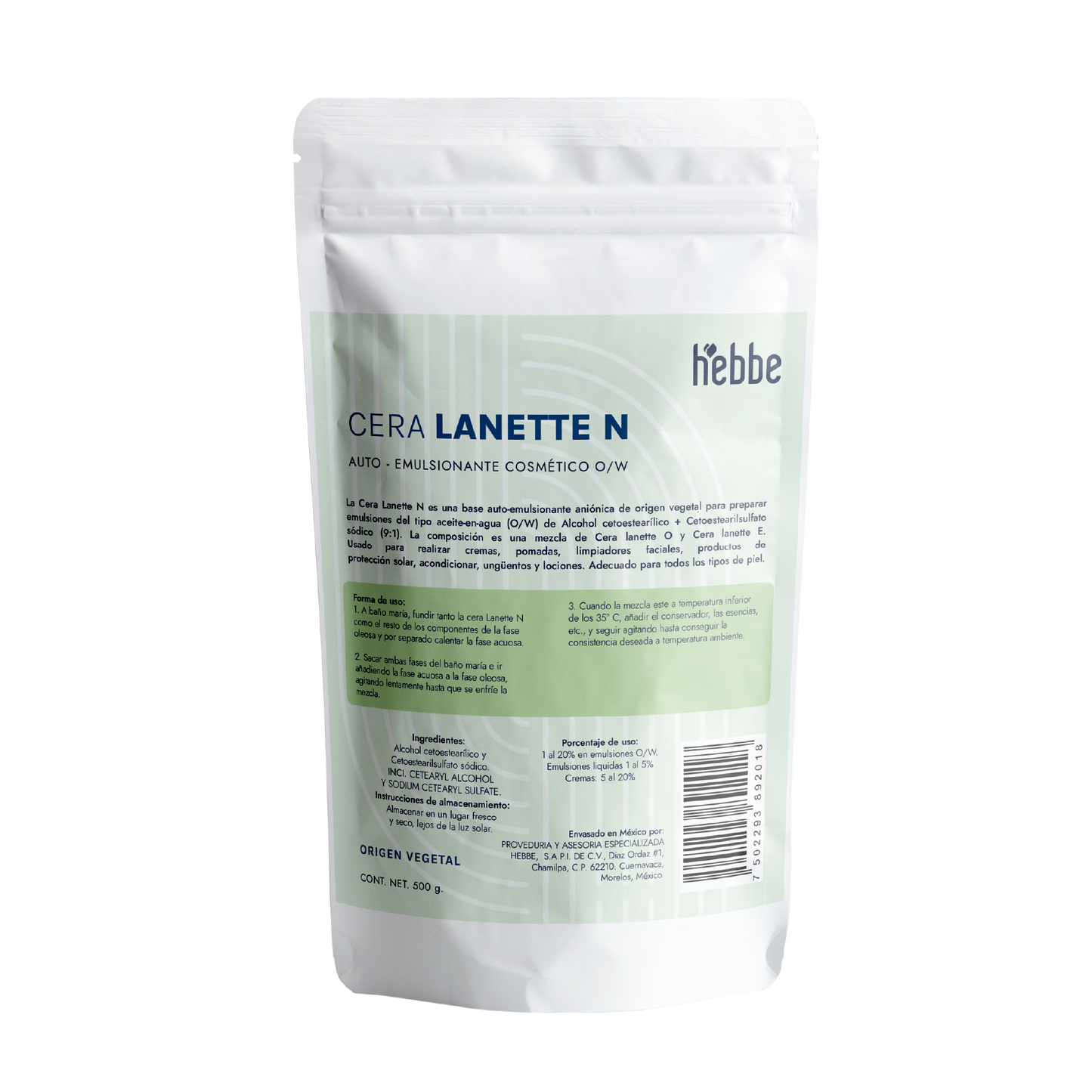 Cera Lanette N | Auto-emulsionante Aniónico O/W | Base de Crema, Espesante y Emoliente Clásico