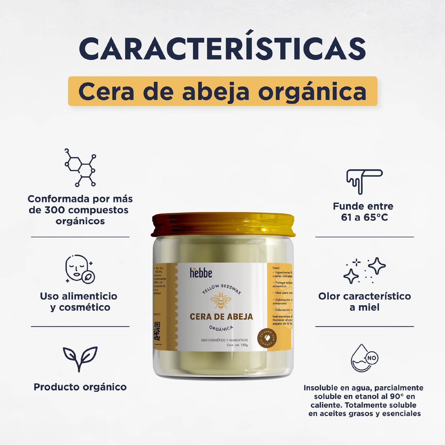 Cera de Abeja Pura Orgánica | Emoliente y Oclusiva | Agente Estructural para Fórmulas Anhidras