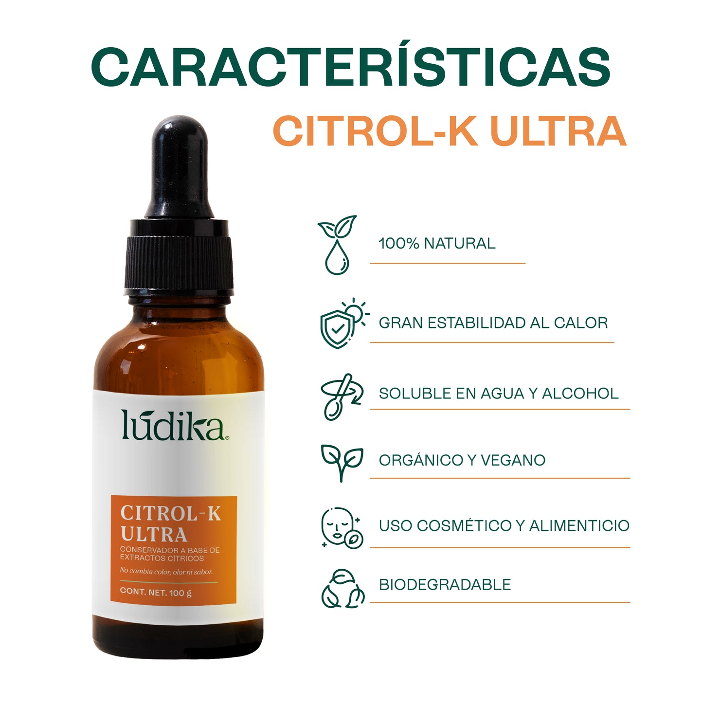 Citrol-K Ultra | Conservador y Desinfectante Natural de Amplio Espectro para Cosméticos y Alimentos a base de extractos cítricos