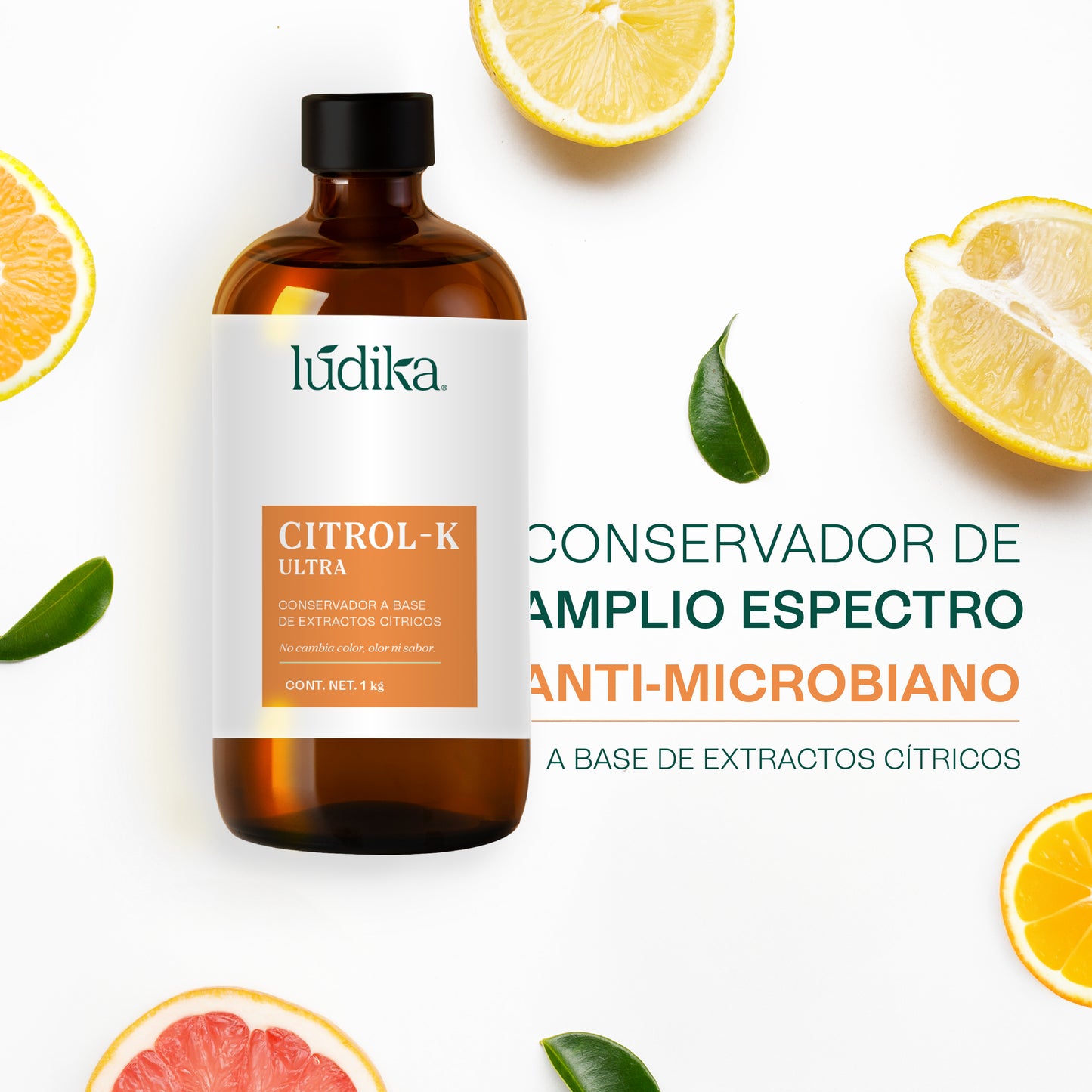 Citrol-K Ultra | Conservador y Desinfectante Natural de Amplio Espectro para Cosméticos y Alimentos a base de extractos cítricos