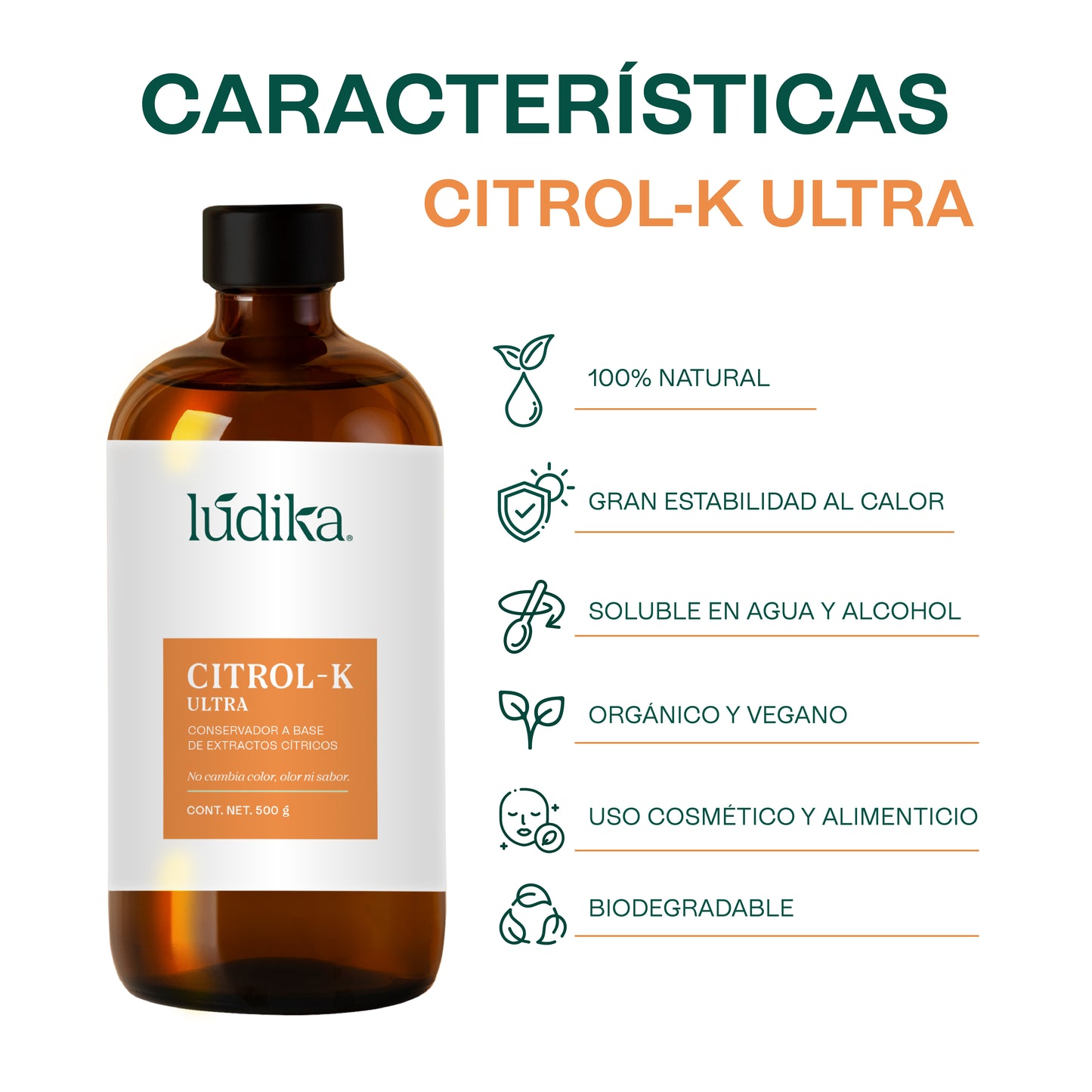 Citrol-K Ultra | Conservador y Desinfectante Natural de Amplio Espectro para Cosméticos y Alimentos a base de extractos cítricos