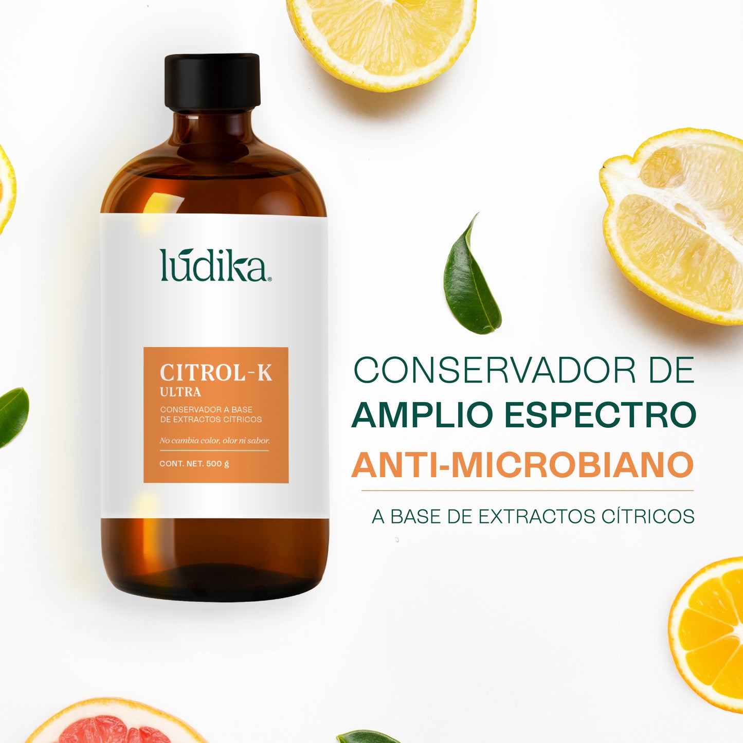 Citrol-K Ultra | Conservador y Desinfectante Natural de Amplio Espectro para Cosméticos y Alimentos a base de extractos cítricos